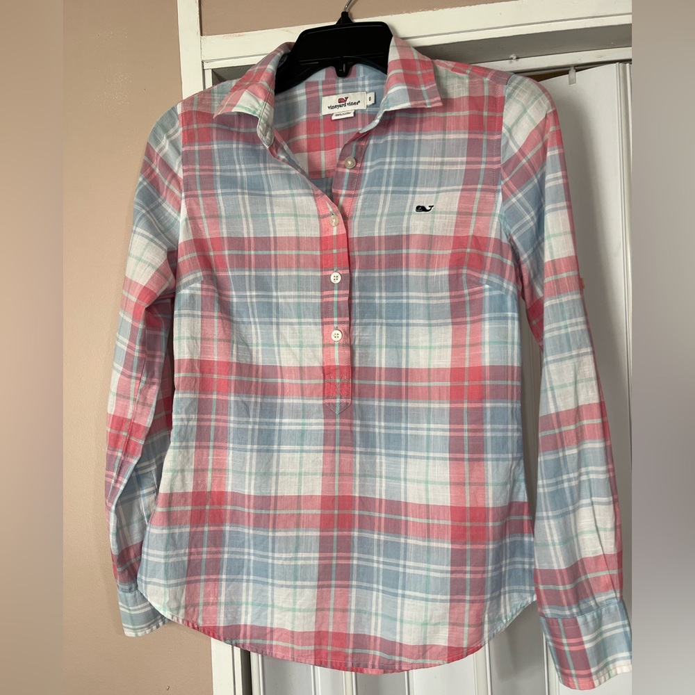 Women’s Vineyard Vines Plaid Button Down Size 0